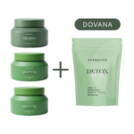 2x Šveitikliai ir kūno kremas su dumbliais ir matcha + Detox arbata DOVANA